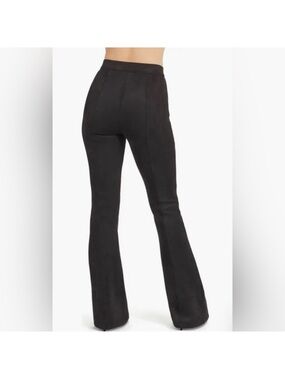 SPANX Black High-Rise Flared Faux Suede Pants - Sz S Tall - NWOT